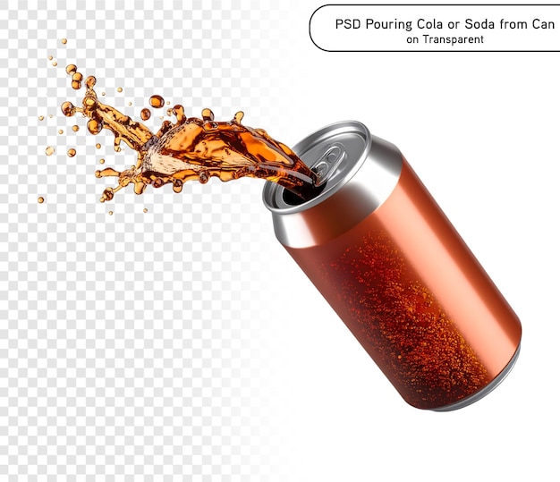 psd e png Cola e soda spruzzate fuori da lattine isolate su uno sfondo trasparente