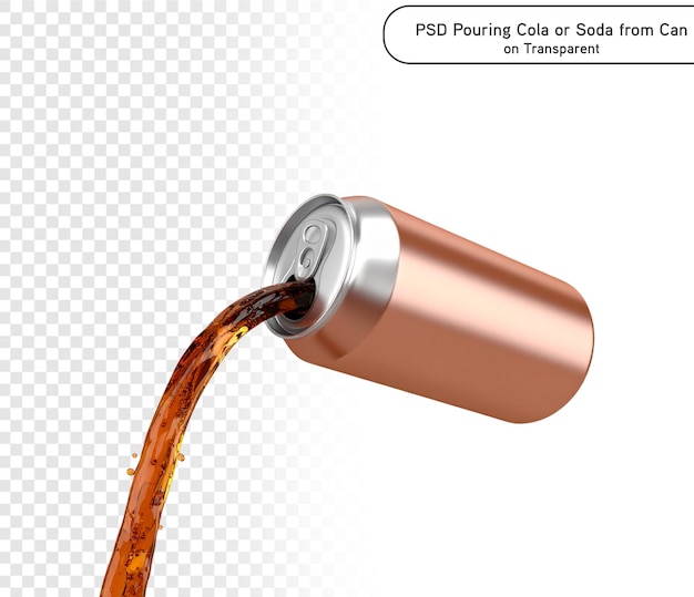 psd e png Cola e soda spruzzate fuori da lattine isolate su uno sfondo trasparente