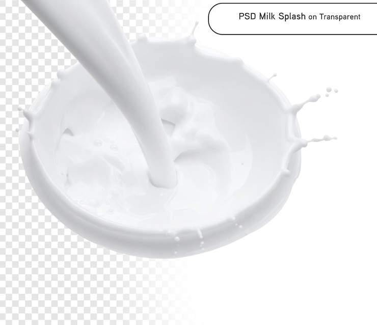 PSD psd e png derramando leite splash em forma de coração em fundo transparente
