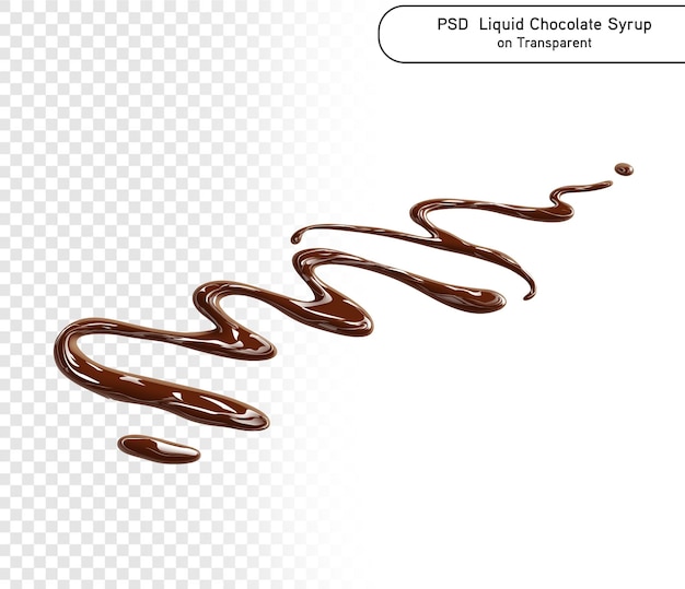PSD e PNG Sciroppo di cioccolato liquido isolato su percorso di ritaglio a sfondo trasparente