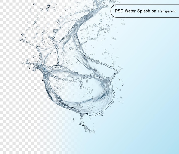 PSD e PNG vettore trasparente spruzzo d'acqua e ondata su sfondo chiaro