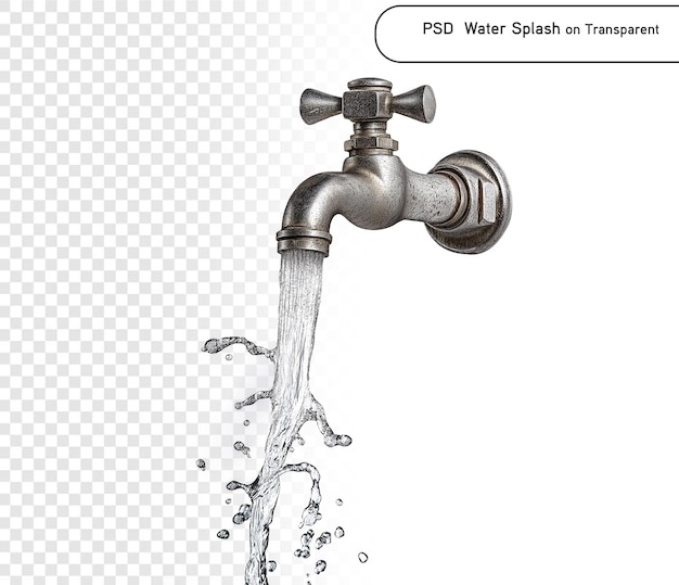 psd Eau coulée hors de l'onglet Isolé sur fond transparent PNG