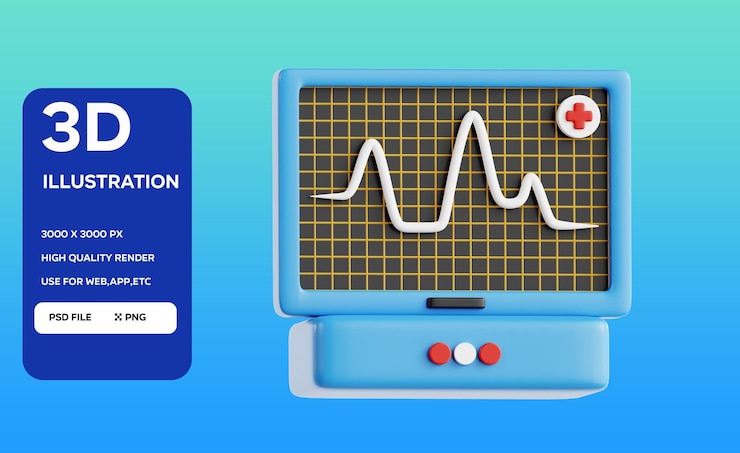 PSD psd ecg monitor 3d illustrazione