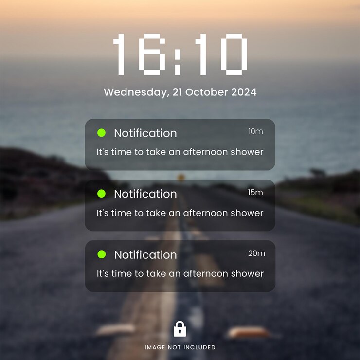 PSD psd ecrã de telefone de notificação no fundo da rua modelo de postagem do instagram