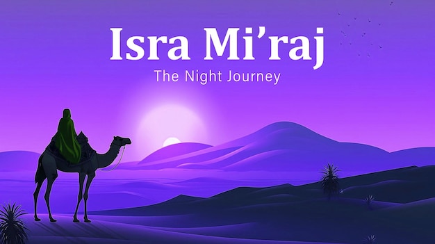 PSD psd éditable alisra wal mi'raj conception d'affiche le voyage nocturne du prophète mahomet illustration