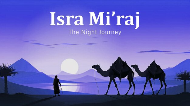 PSD psd éditable alisra wal mi'raj conception d'affiche le voyage nocturne du prophète mahomet illustration