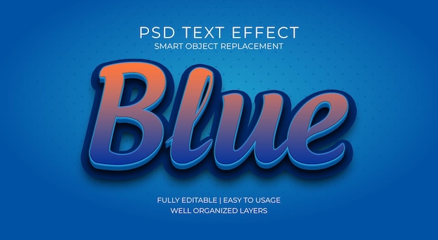 PSD editable completo de texto azul 3D