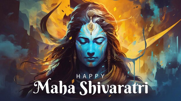 PSD psd editable maha shivratri poster design mit der illustration von lord shiva