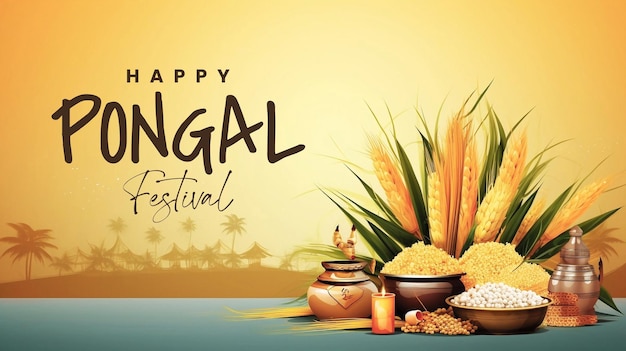 PSD psd editable tamil nadu festival happy pongal mit pongal requisiten indisches erntefest