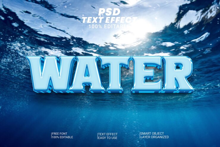 PSD psd editable text effect water premium