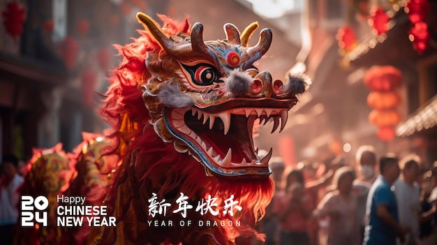 PSD psd editável feliz ano novo chinês modelo de cartaz 2024 o signo do zodíaco do dragão