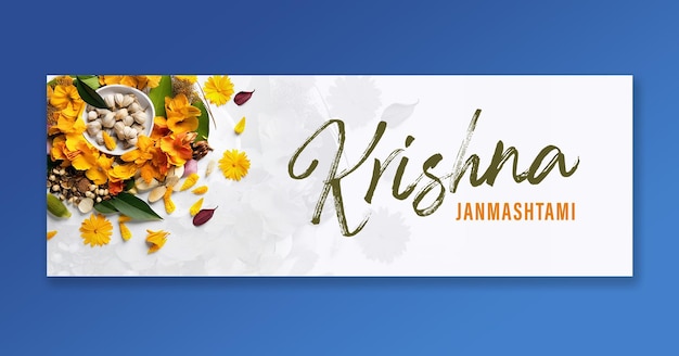 PSD psd editável happy krishna janmashtami poster design com ilustração do senhor krishna