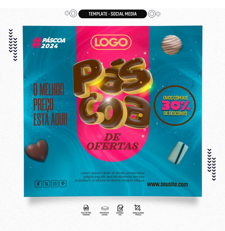 PSD psd_editavel medios sociales para temas del día de pascua brasil