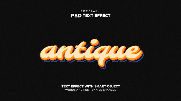 PSD de efecto de texto antiguo con estilo retro