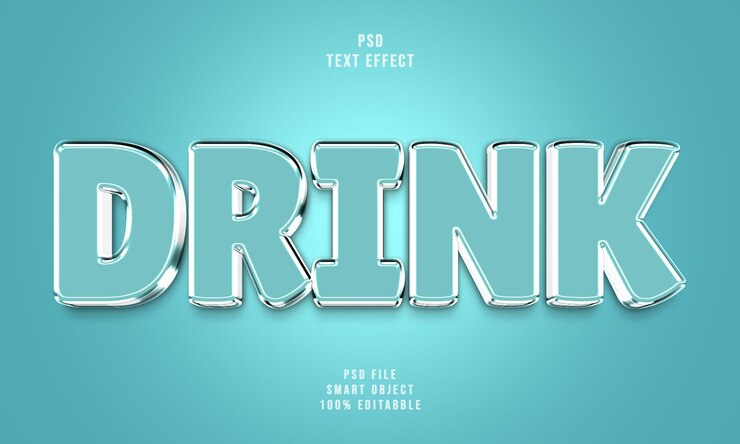 PSD psd efecto de texto de bebida editable moderno efecto de texto 3d