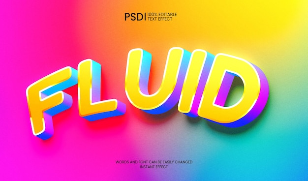 PSD Efecto de texto de color fluido editable
