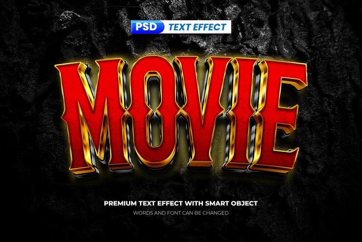 PSD psd efecto de texto editable estilo película oro 3d