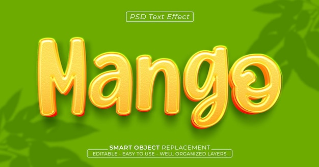 PSD psd con efecto de texto en mango fresco