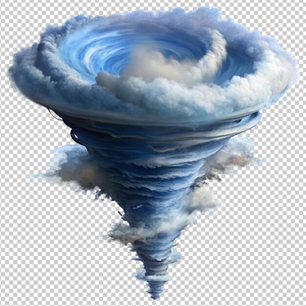 Psd de un efecto de tormenta de ciclón vectorial de huracán de tornado 3d en un fondo transparente