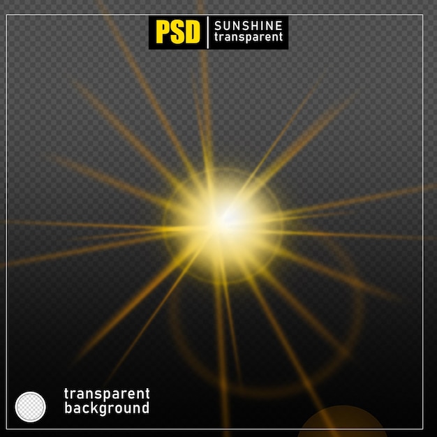 PSD psd efeito de luz do sol em fundo transparente