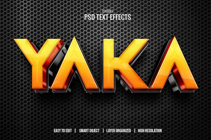 PSD psd d'effet de texte yaka 3d