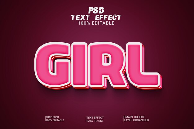 PSD effetto stile testo ragazza creativa