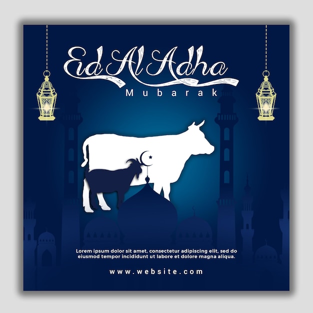 PSD psd eid al adha mubarak festival islámico plantilla de banner de las redes sociales