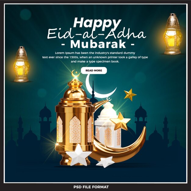 PSD Eid al adha mubarak islamisches Fest und Social-Media-Banner oder Instagram-Post-Vorlage