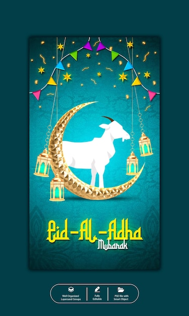 PSD psd eid al adha mubarak islamisches festival instagram- und facebook-story-vorlage