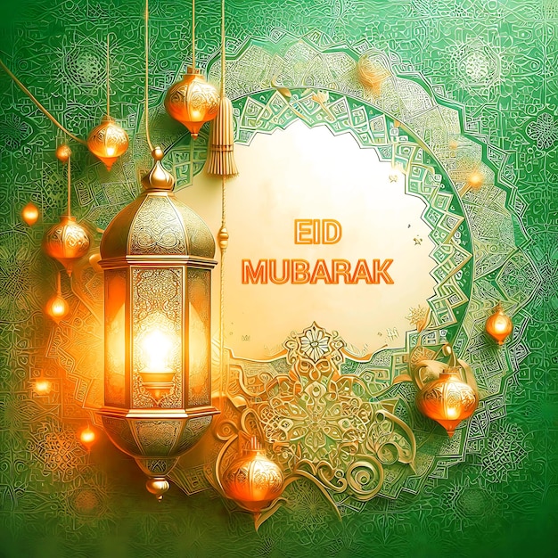 PSD Eid Mubarak Celebrazioni musulmane sfondo colorato islamico