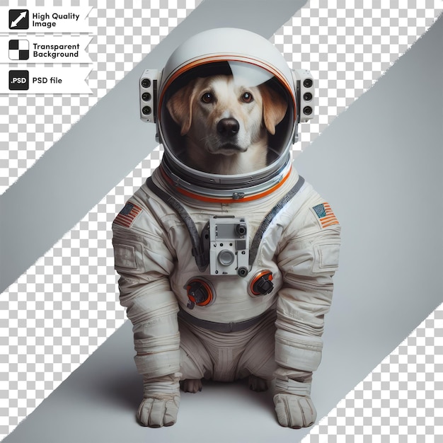 PSD psd ein süßer hund in einem astronauten-kostüm auf durchsichtigem hintergrund mit bearbeitbarer maskenschicht