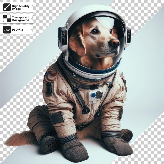 PSD psd ein süßer hund in einem astronauten-kostüm auf durchsichtigem hintergrund mit bearbeitbarer maskenschicht