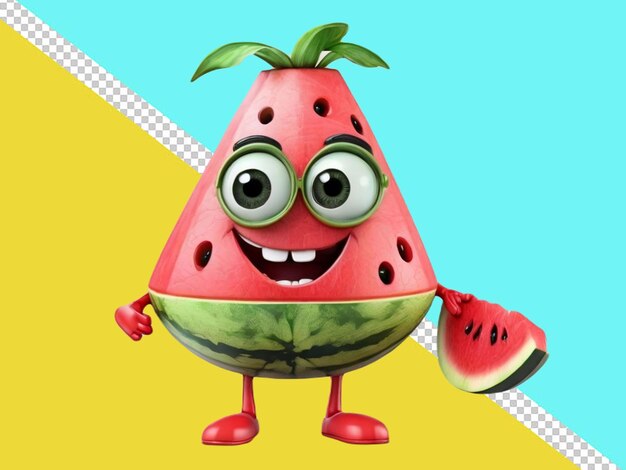 PSD psd einer 3d-cartoon-figur einer lustigen wassermelone