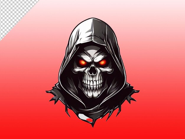 Psd eines besten piraten-schädel-maskottchen-logo-spiel-logo auf durchsichtigem hintergrund