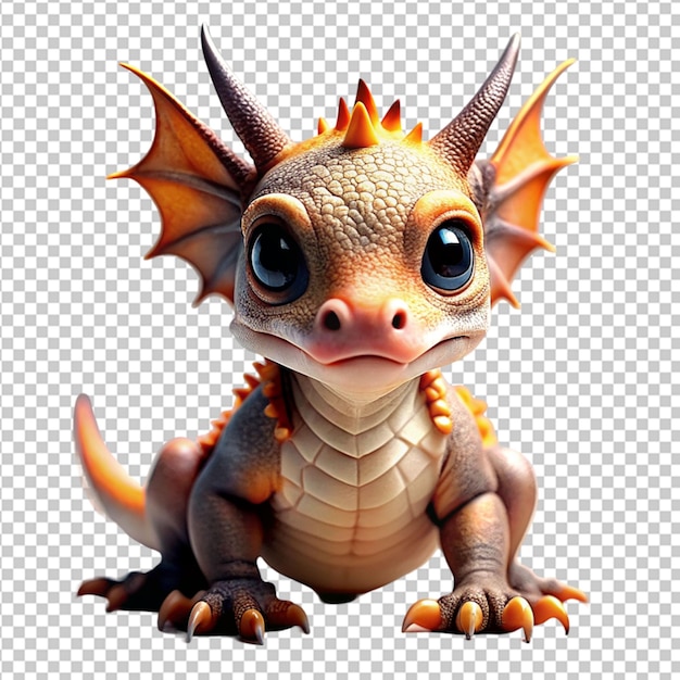 Psd eines entzückenden baby-dragons auf durchsichtigem hintergrund