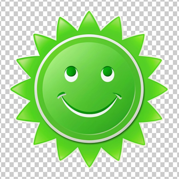 PSD psd eines grünen sonnenbrands mit lächelndem gesicht-logo-element-aufkleber auf durchsichtigem hintergrund