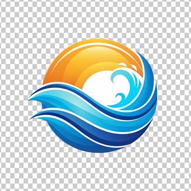 PSD psd eines strandwellen-logoelements mit kreativem wasserclipart auf durchsichtigem hintergrund