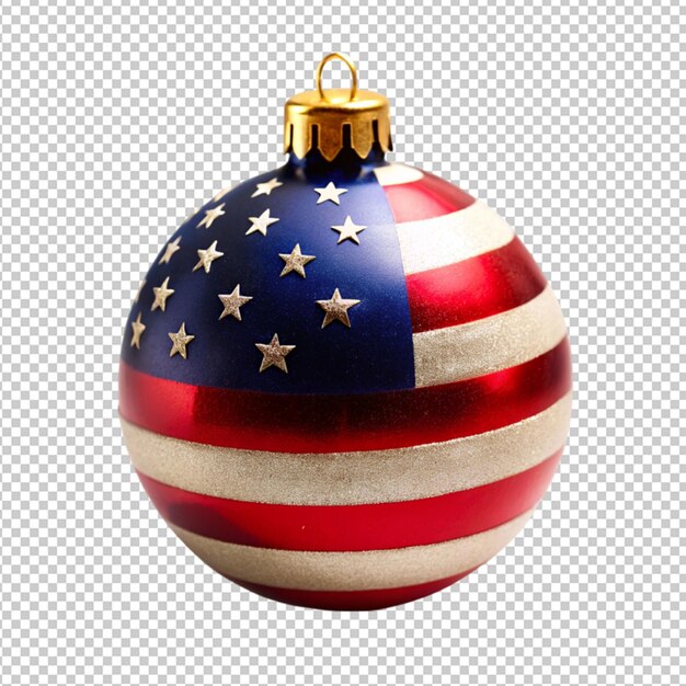 PSD psd eines weihnachtsballs mit amerikanischer flagge auf durchsichtigem hintergrund