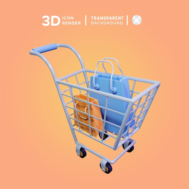 Psd einkaufswagen 3d-illustration