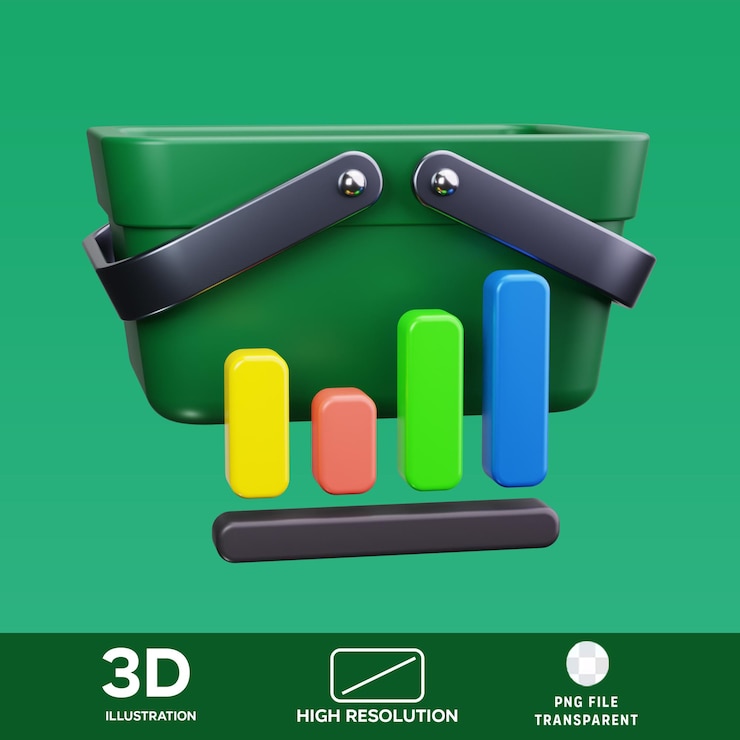 PSD psd-einkaufswarenkorb 3d-illustration