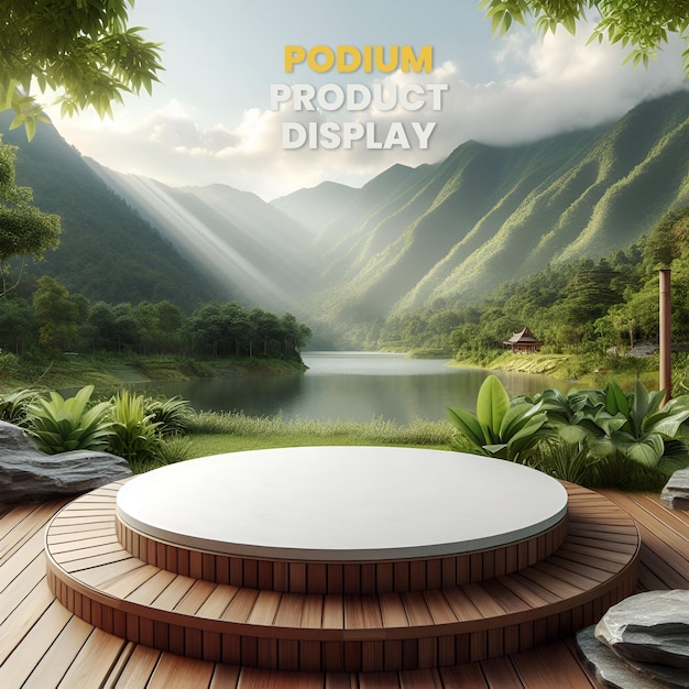 PSD psd elegante 3d rendering podio exhibición de producto escena vitrina exhibición maqueta para exhibición de productos prese