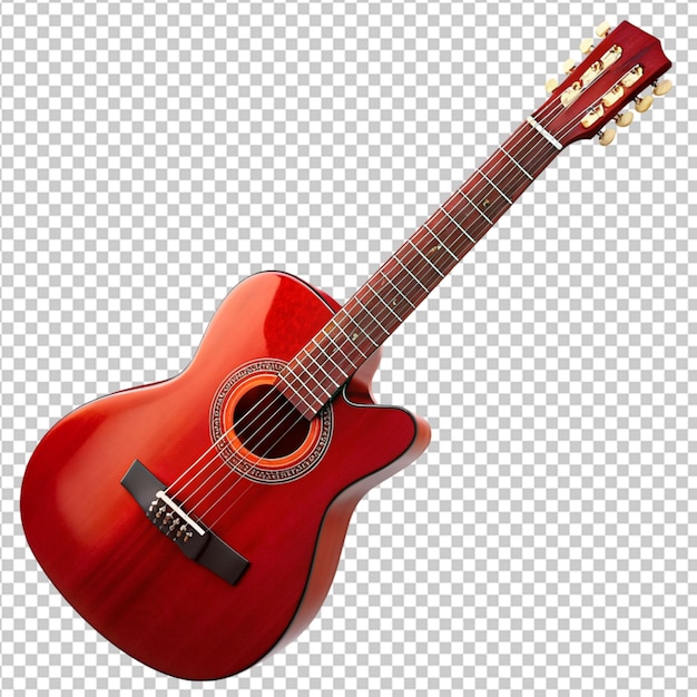 PSD psd de una elegante guitarra roja en un fondo transparente