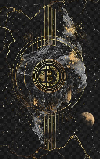 PSD psd elegante póster 2d con decoración de bitcoin y mármol con arte de pancartas de cripto collage sm