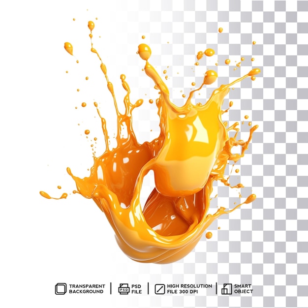 PSD Eleganter orangefarbener Farbspritzer auf transparentem Hintergrund
