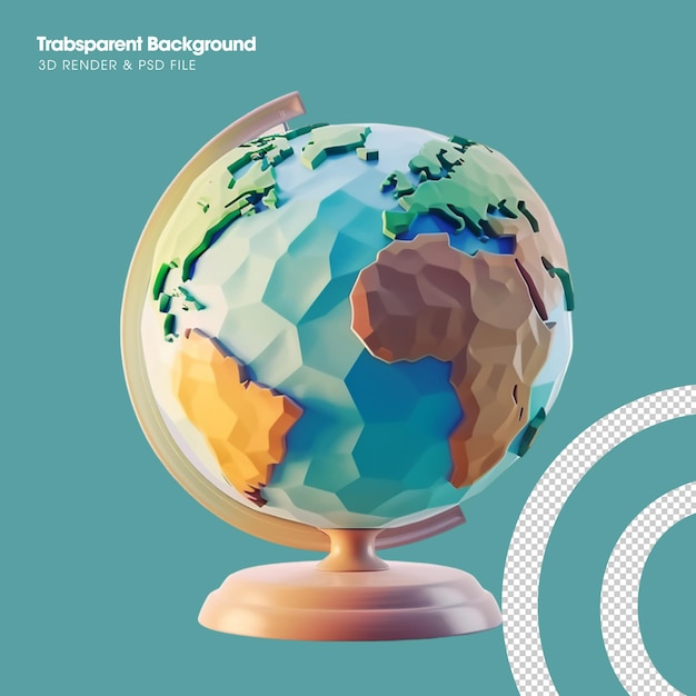 PSD elemento del globo terrestre objeto 3d aislado