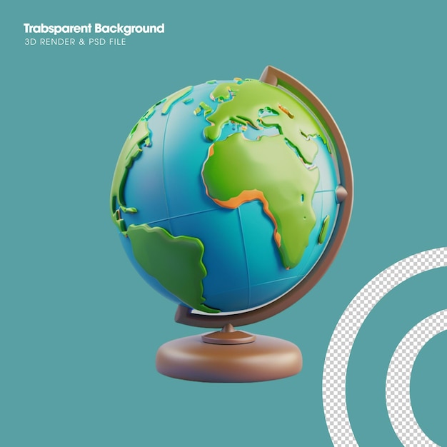 PSD elemento del globo terrestre objeto 3d aislado