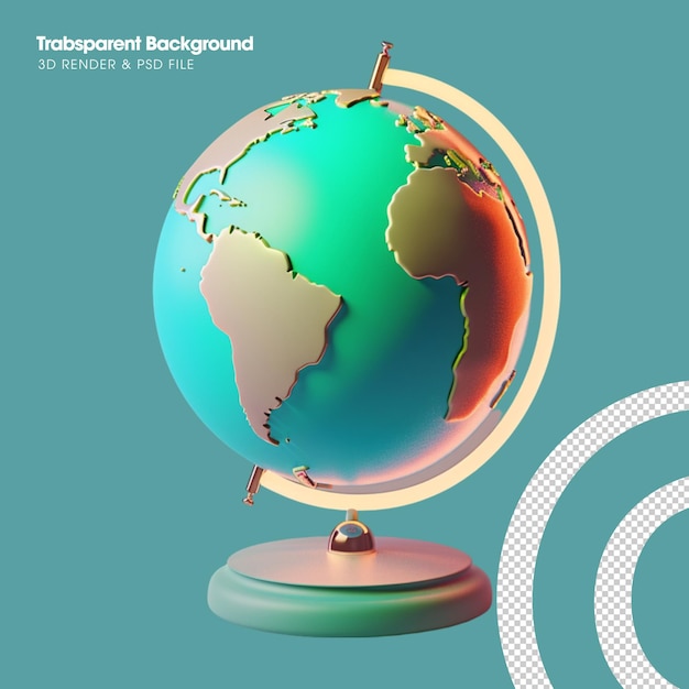PSD elemento del globo terrestre objeto 3d aislado