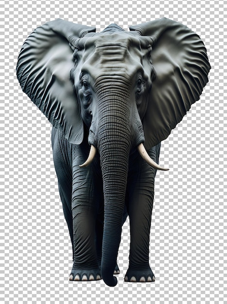 PSD éléphant réaliste isolé sur fond transparent AI générative
