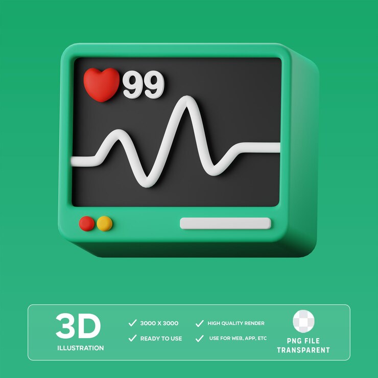 PSD psd elettrocardiogramma 3d illustrazione
