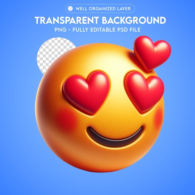 PSD Emoji occhi di cuore PNG trasparente